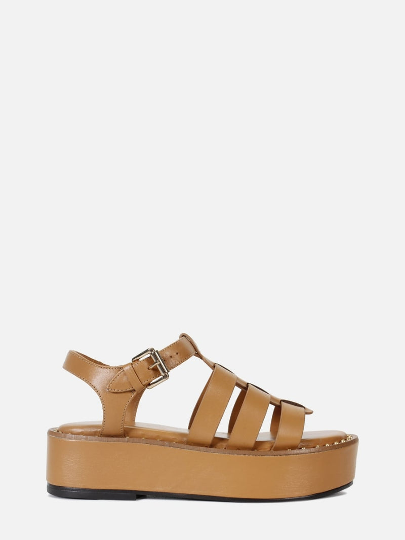 FLATFORM EM COURO MADSON DOCE DE LEITE