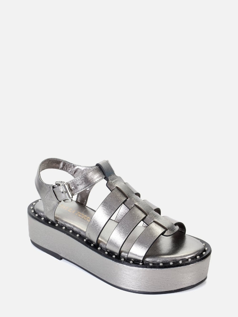 FLATFORM EM COURO MADSON PRATA VELHO
