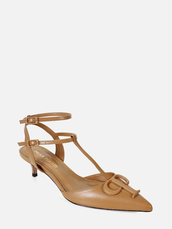SCARPIN EM COURO PAULA DOCE DE LEITE LOGO