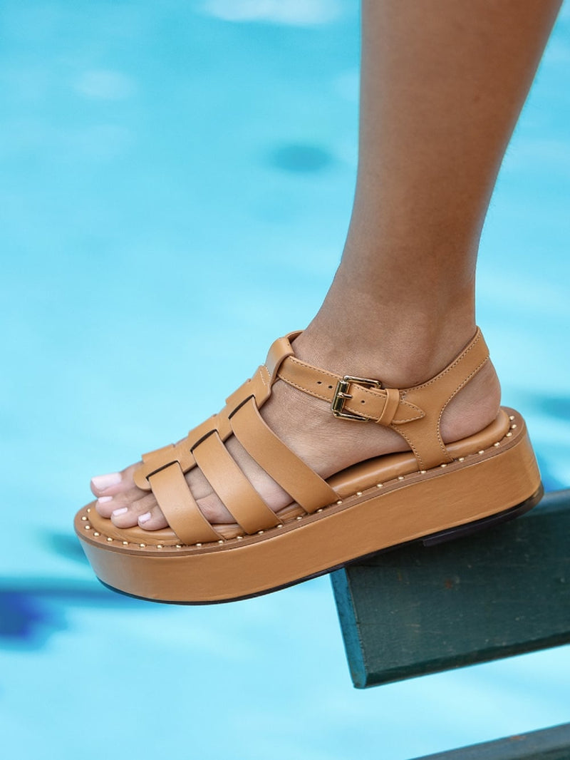 FLATFORM EM COURO MADSON DOCE DE LEITE