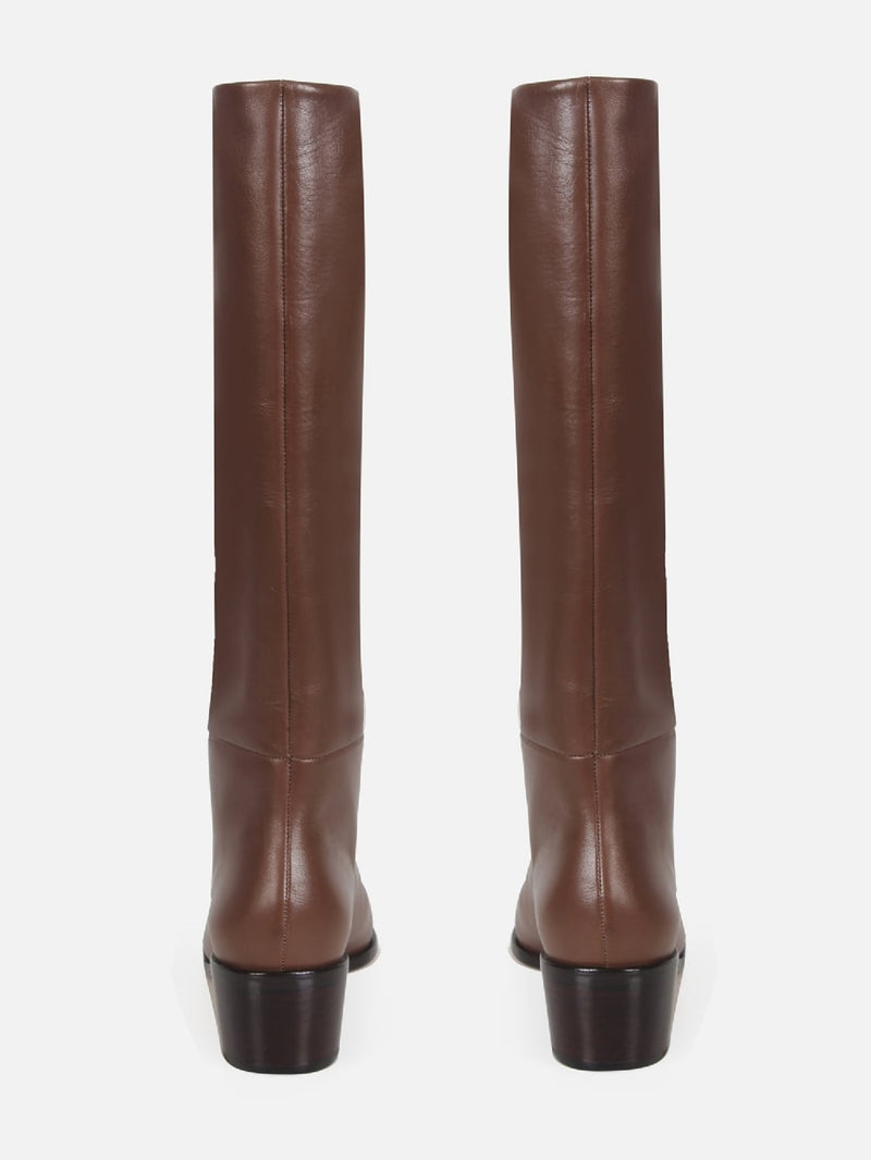 BOTA EM COURO LEA APPLE CANO ALTO SALTO BAIXO
