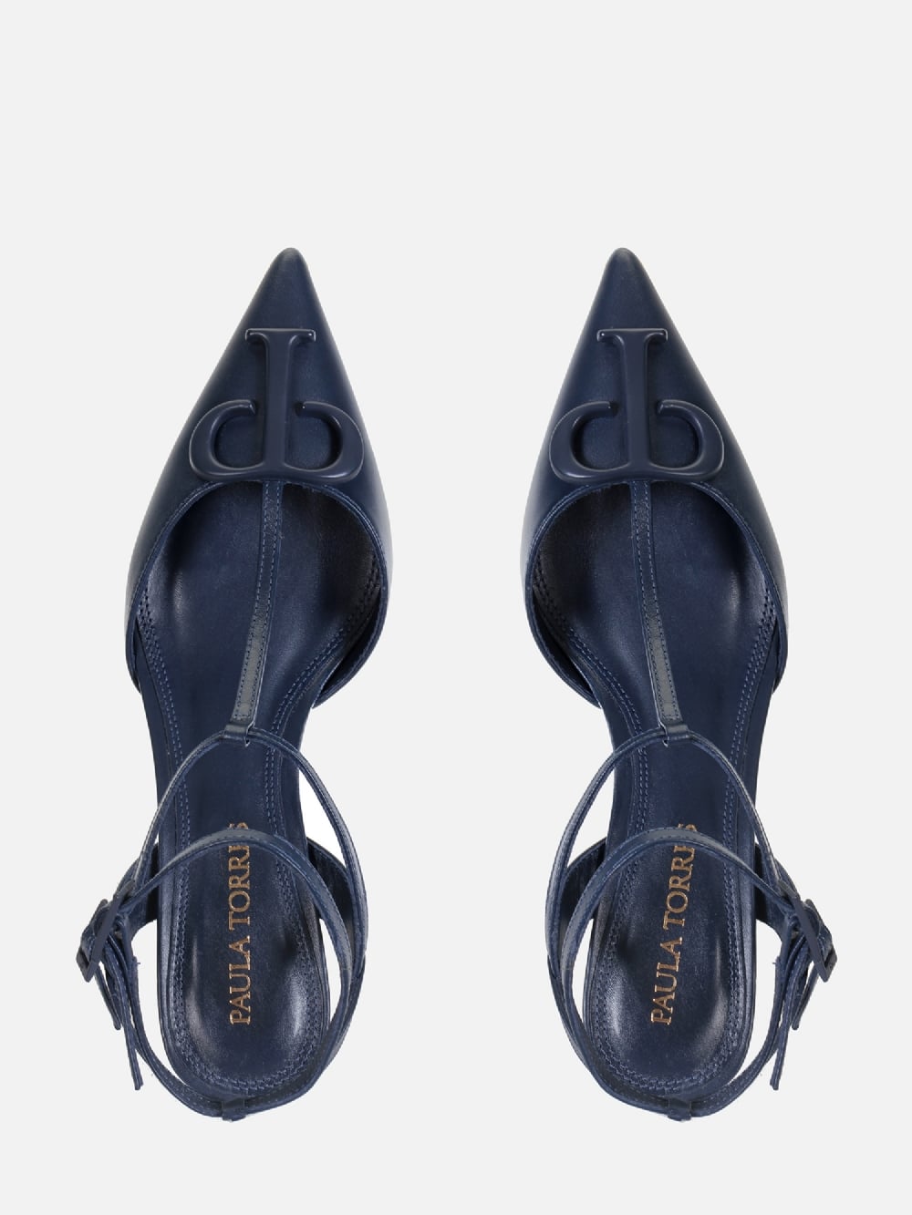 SCARPIN EM COURO PAULA DARK BLUE LOGO