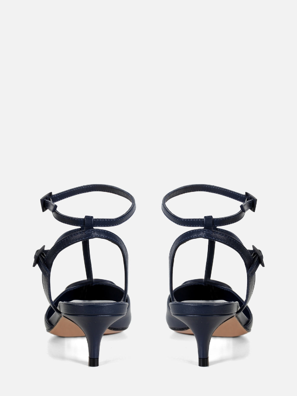 SCARPIN EM COURO PAULA DARK BLUE LOGO