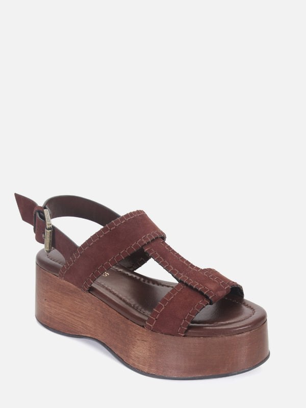 FLATFORM EM CAMURÇA BLAIR CHOCOLATE MADEIRA