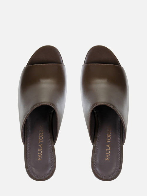 MULE EM COURO ANNE CHOCOLATE