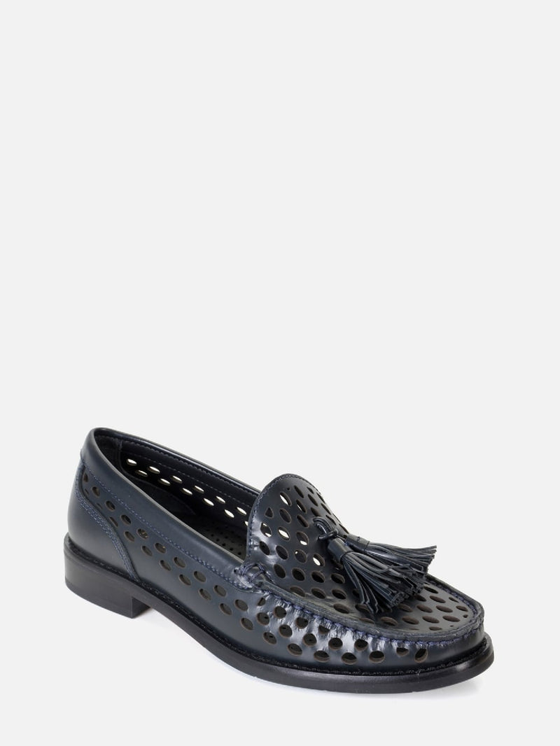 MOCASSIM EM COURO DORIS DARK BLUE PERFUROS