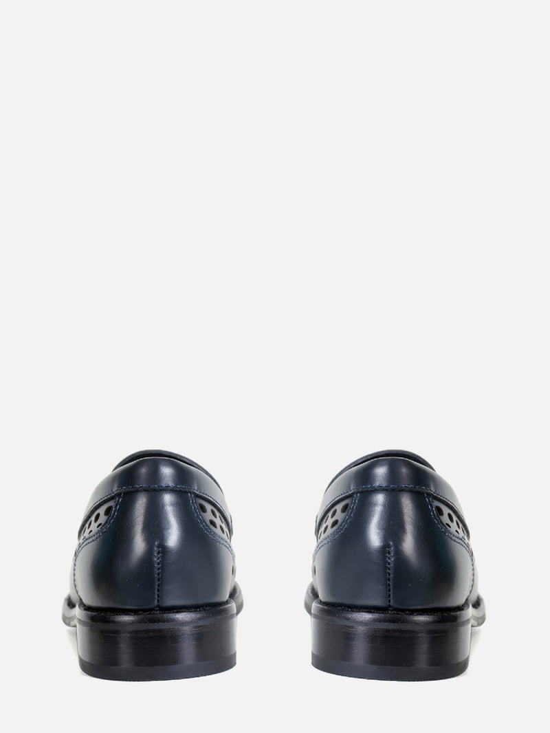 MOCASSIM EM COURO DORIS DARK BLUE PERFUROS