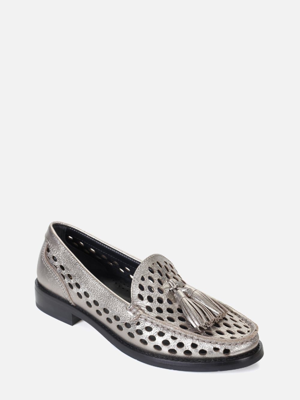 MOCASSIM EM COURO DORIS PRATA VELHO PERFUROS