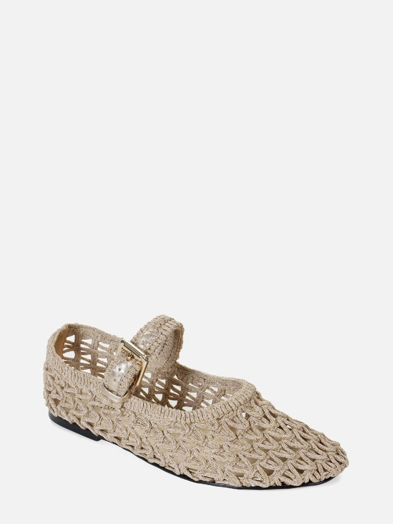 SAPATILHA EM CROCHE LAURA DOURADO MARY JANE