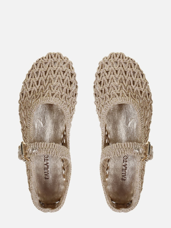 SAPATILHA EM CROCHE LAURA DOURADO MARY JANE
