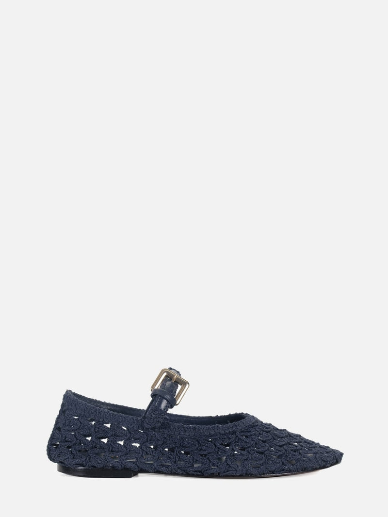 SAPATILHA EM CROCHE LAURA AZUL MARINHO MARY JANE