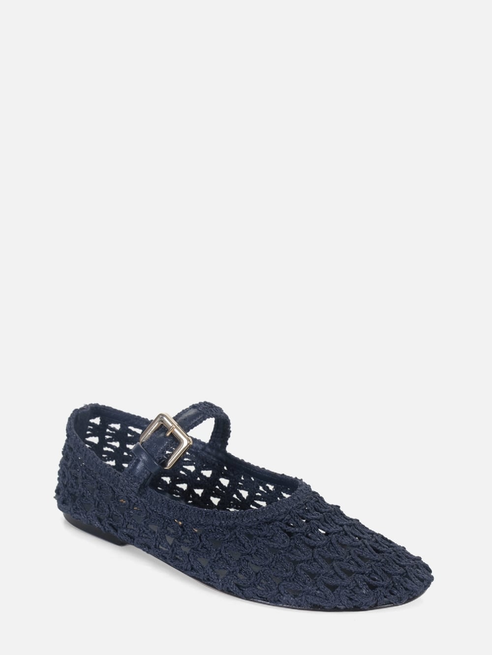 SAPATILHA EM CROCHE LAURA AZUL MARINHO MARY JANE