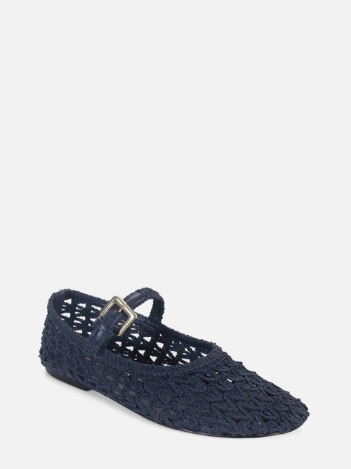 SAPATILHA EM CROCHE LAURA AZUL MARINHO MARY JANE