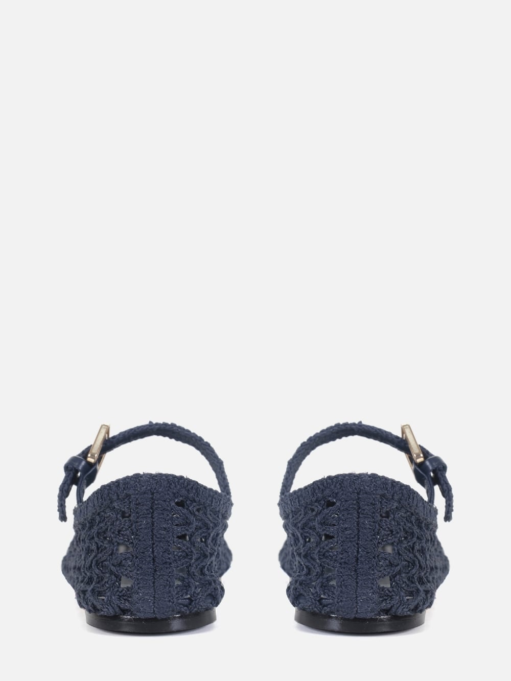SAPATILHA EM CROCHE LAURA AZUL MARINHO MARY JANE
