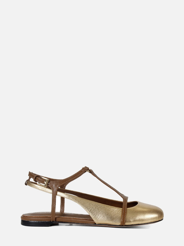SAPATILHA EM COURO LOLA OURO