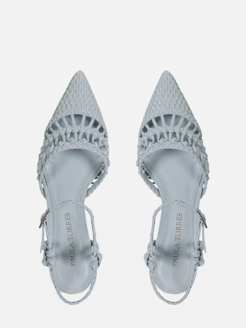 SCARPIN EM COURO LILY CELADON MACRAMÊ