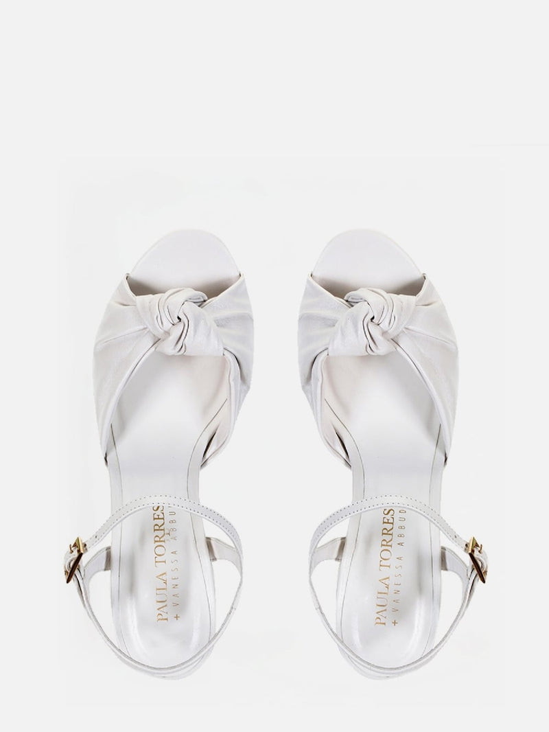 SANDÁLIA EM COURO FRIDA OFF WHITE PLATAFORMA