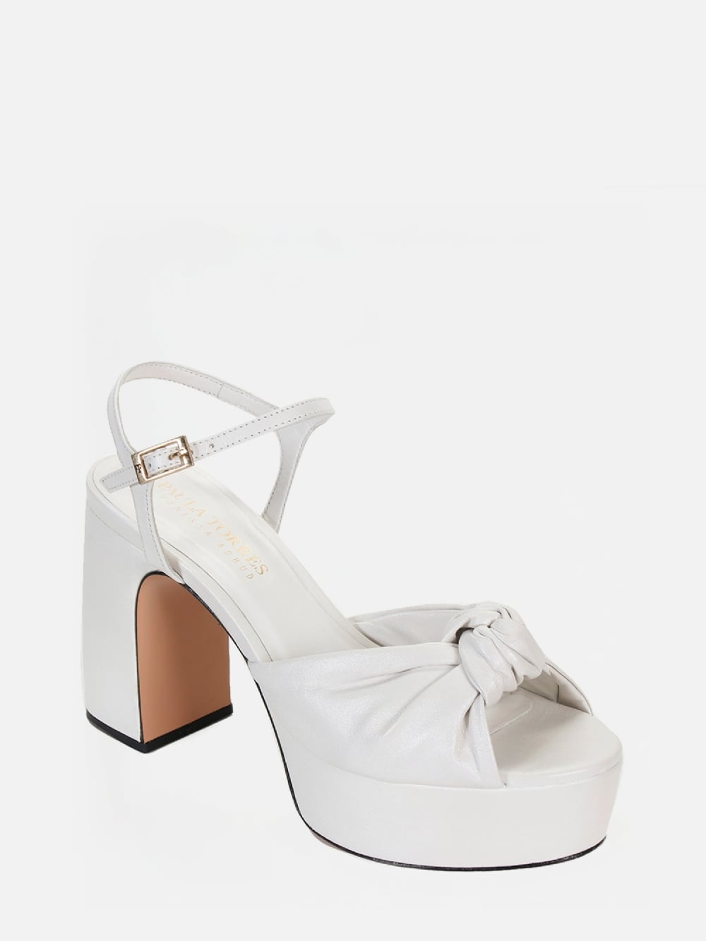 SANDÁLIA EM COURO FRIDA OFF WHITE PLATAFORMA
