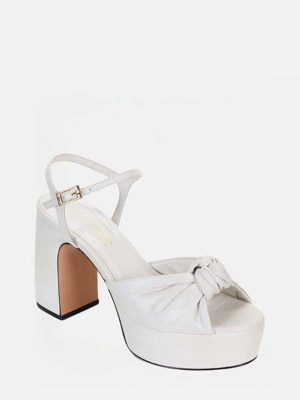 SANDÁLIA EM COURO FRIDA OFF WHITE PLATAFORMA