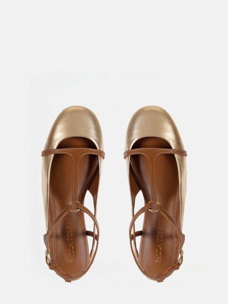 SAPATILHA EM COURO LOLA OURO