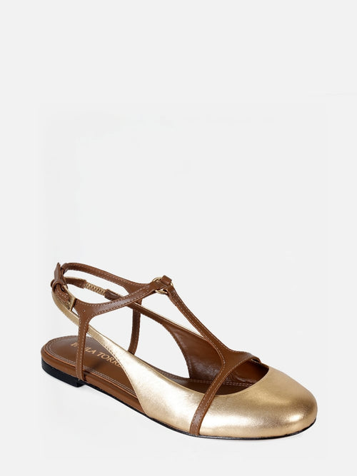 SAPATILHA EM COURO LOLA OURO
