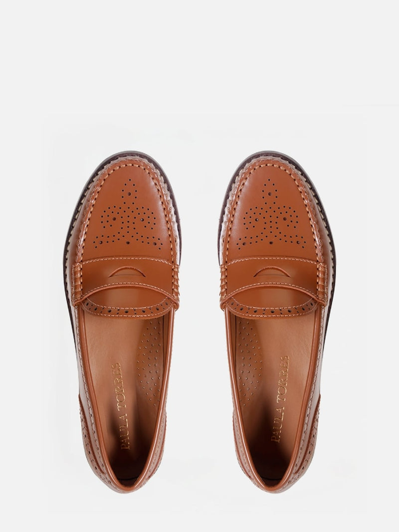MOCASSIM EM COURO GIU COGNAC BROGUE