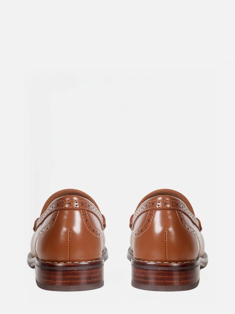 MOCASSIM EM COURO GIU COGNAC BROGUE