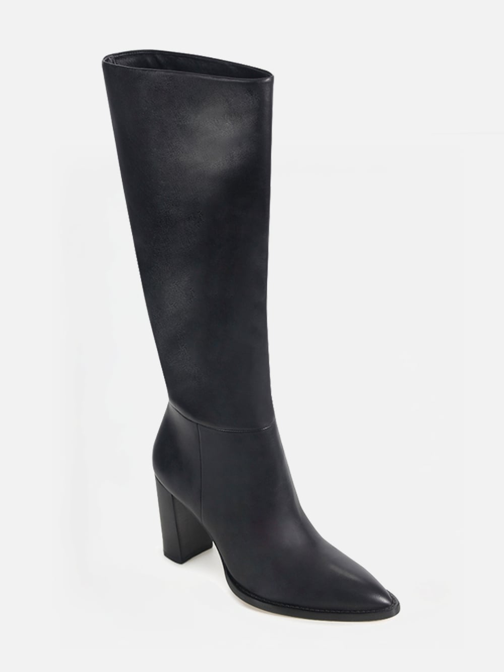BOTA EM COURO EVE PRETO CANO ALTO SALTO ALTO