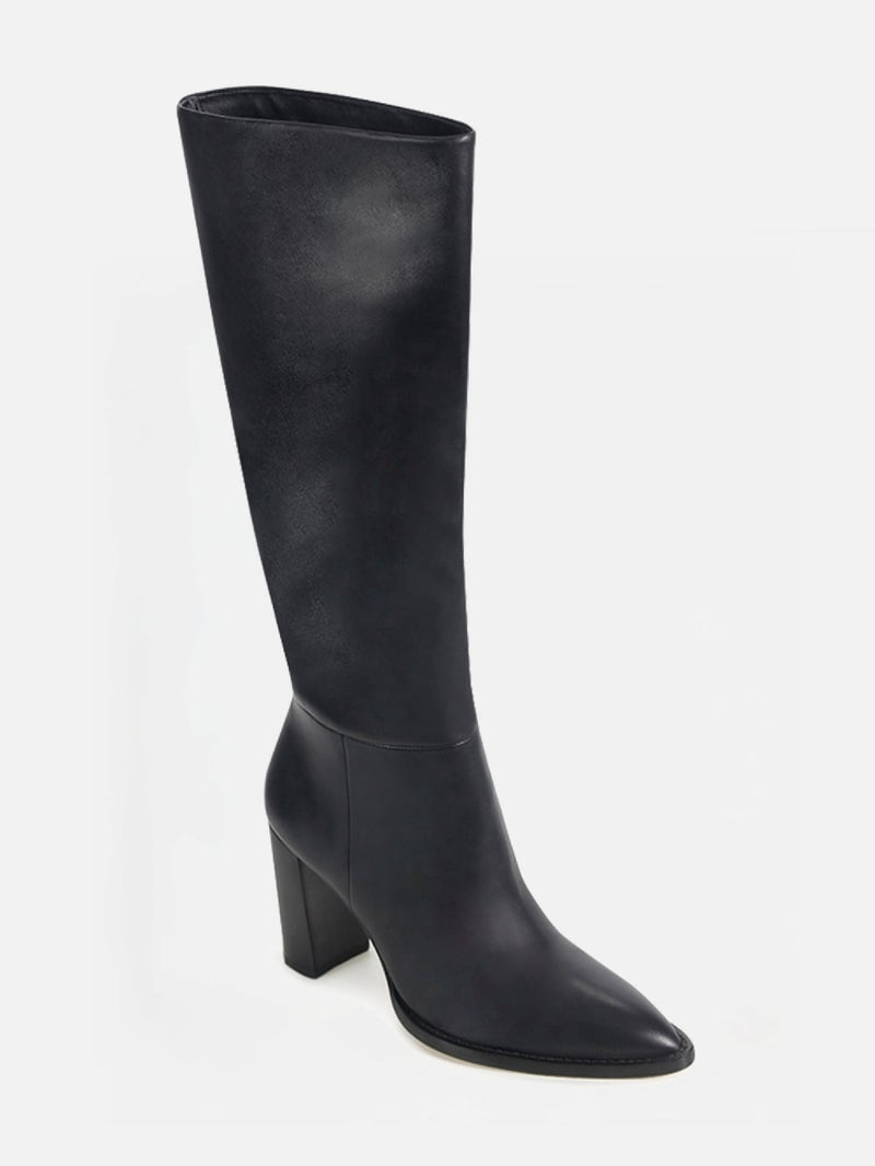 BOTA EM COURO EVE PRETO CANO ALTO SALTO ALTO