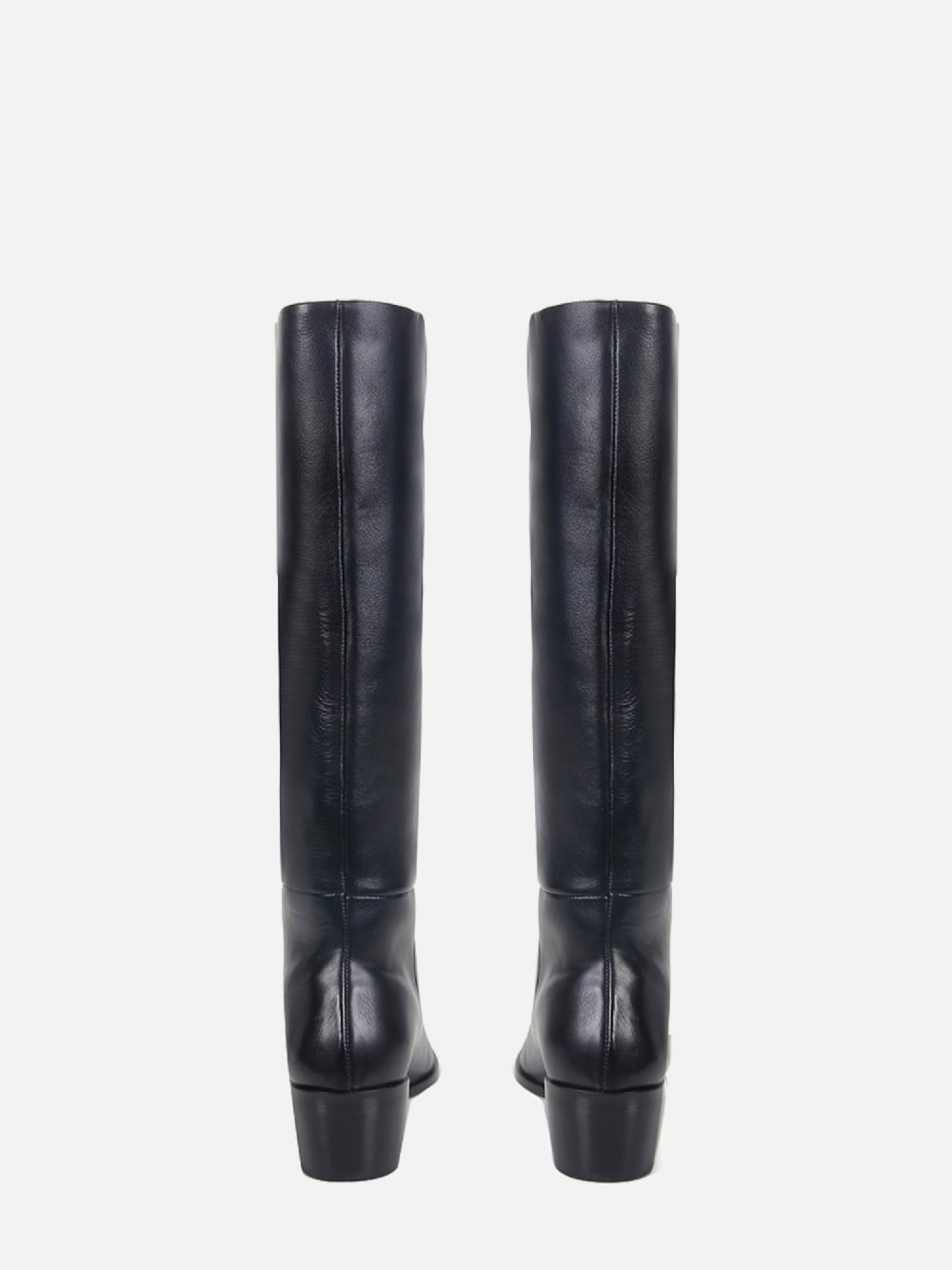 BOTA EM COURO LEA PRETO CANO ALTO SALTO BAIXO