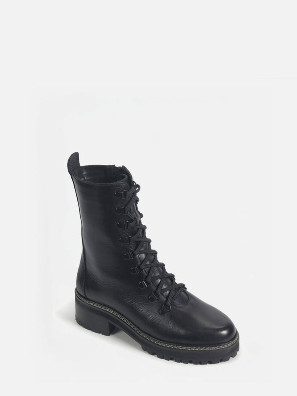 COTURNO EM COURO PORTLAND PRETO