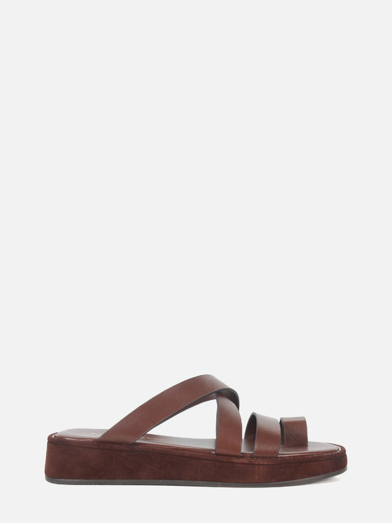 FLATFORM EM COURO CARRIE CHOCOLATE