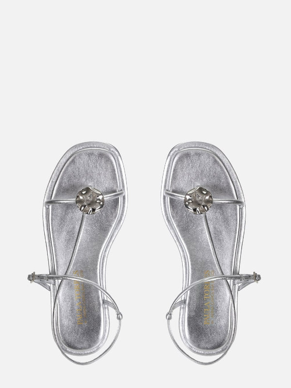 RASTEIRA EM COURO METALIZADO CAROL PRATA