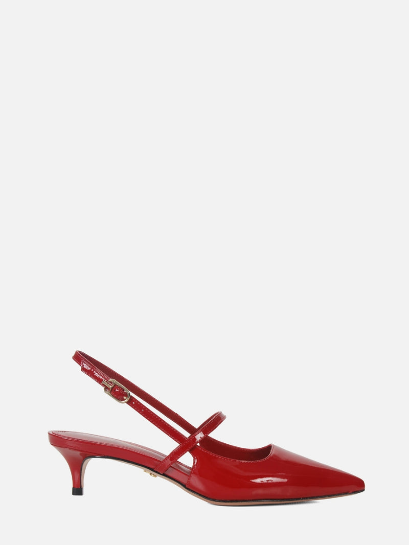 SCARPIN EM COURO RAFFA VERNIZ RED SLING BACK