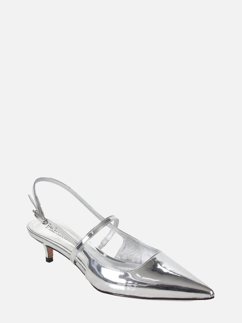 SCARPIN EM SPECCHIO RAFFA PRATA SLING BACK