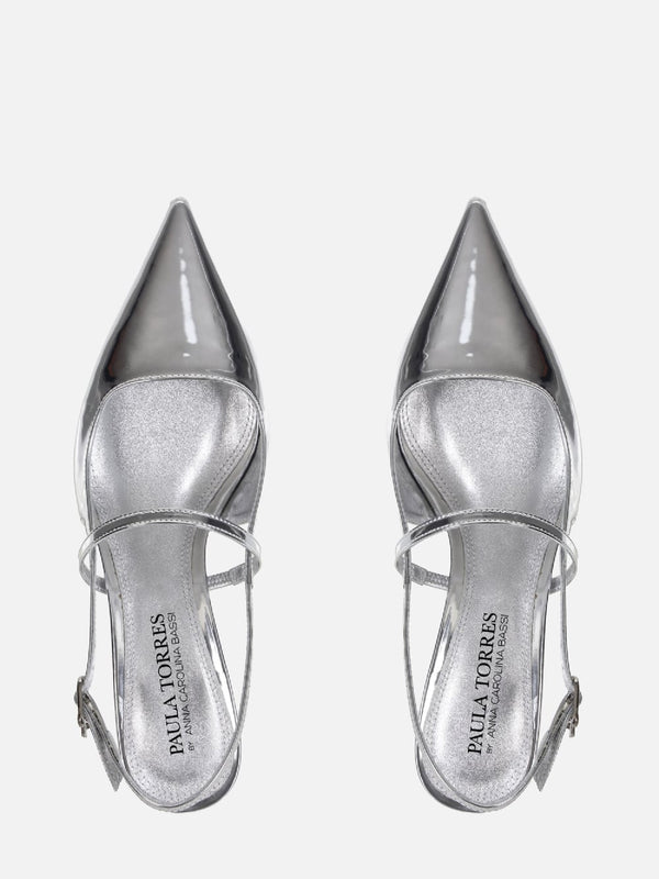 SCARPIN EM SPECCHIO RAFFA PRATA SLING BACK