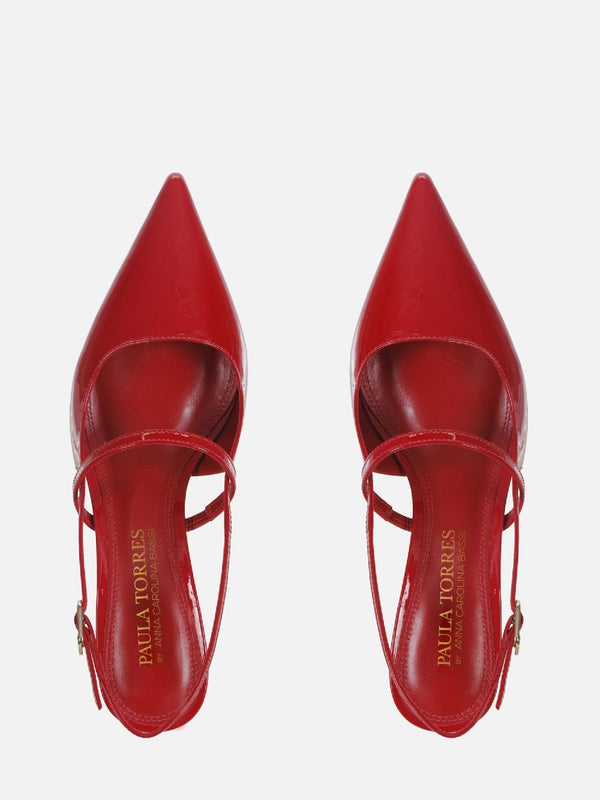 SCARPIN EM COURO RAFFA VERNIZ RED SLING BACK