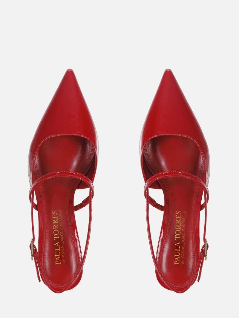 SCARPIN EM COURO RAFFA VERNIZ RED SLING BACK