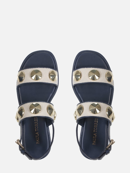 RASTEIRA EM LINHO CECILIA DARK BLUE METAL