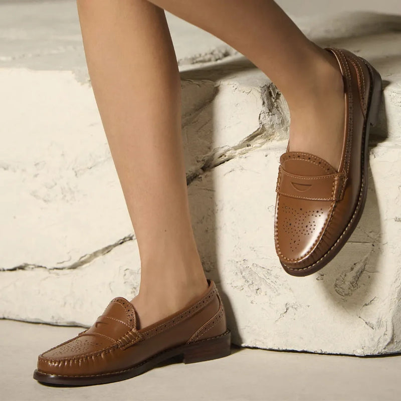 MOCASSIM EM COURO GIU COGNAC BROGUE