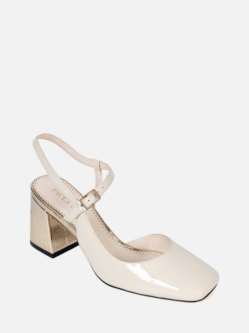 SCARPIN BONECA ITÁLIA BAUNILHA COM DOURADO