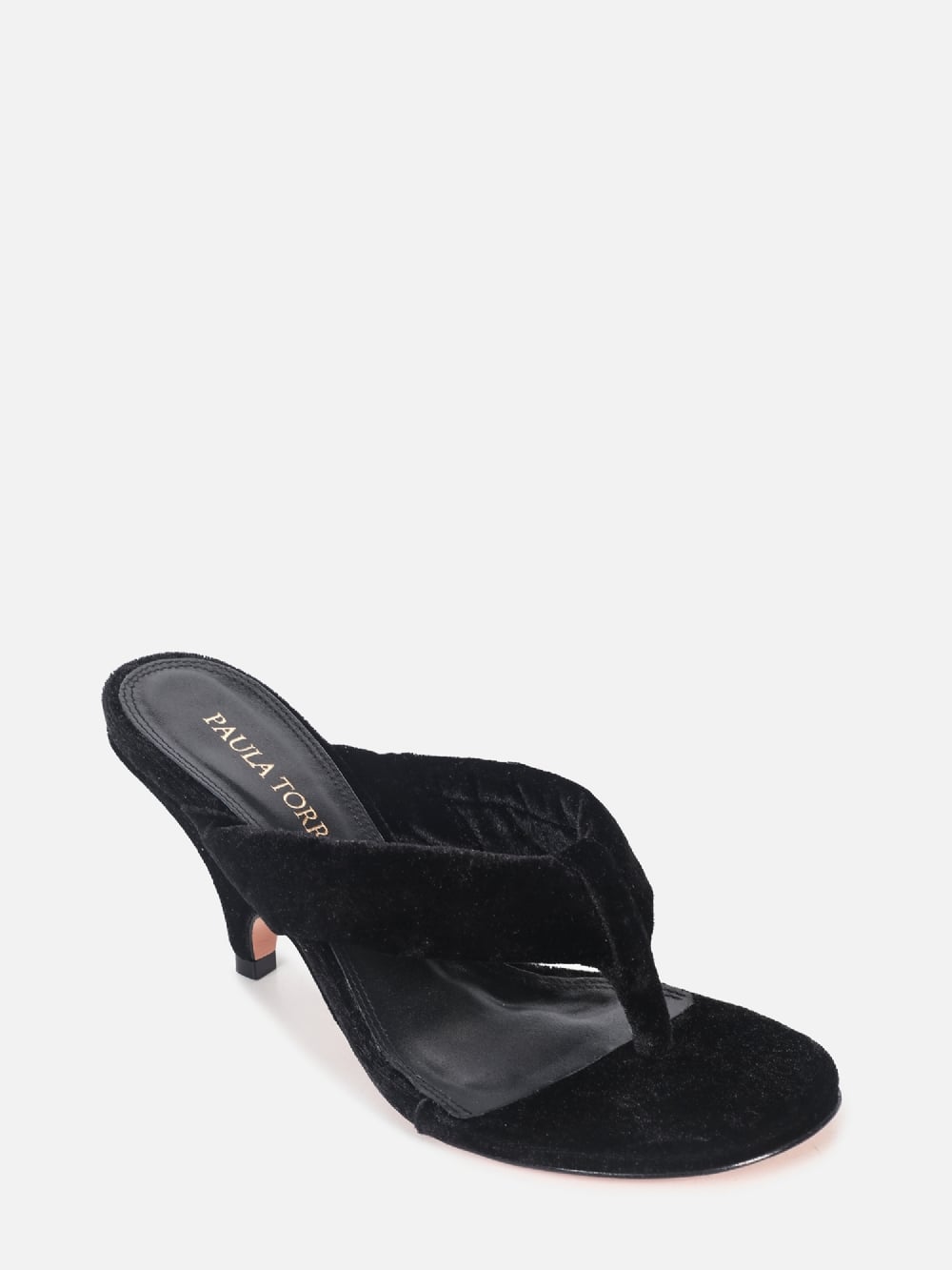 MULE DE VELVET PRETO SALTO MÉDIO