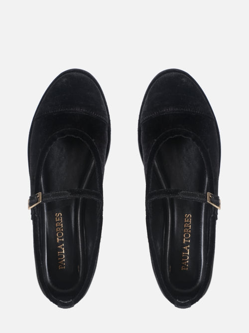SAPATILHA DE VELVET PRETO MARY JANE