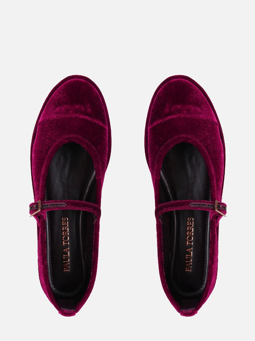SAPATILHA DE VELVET VINHO MARY JANE