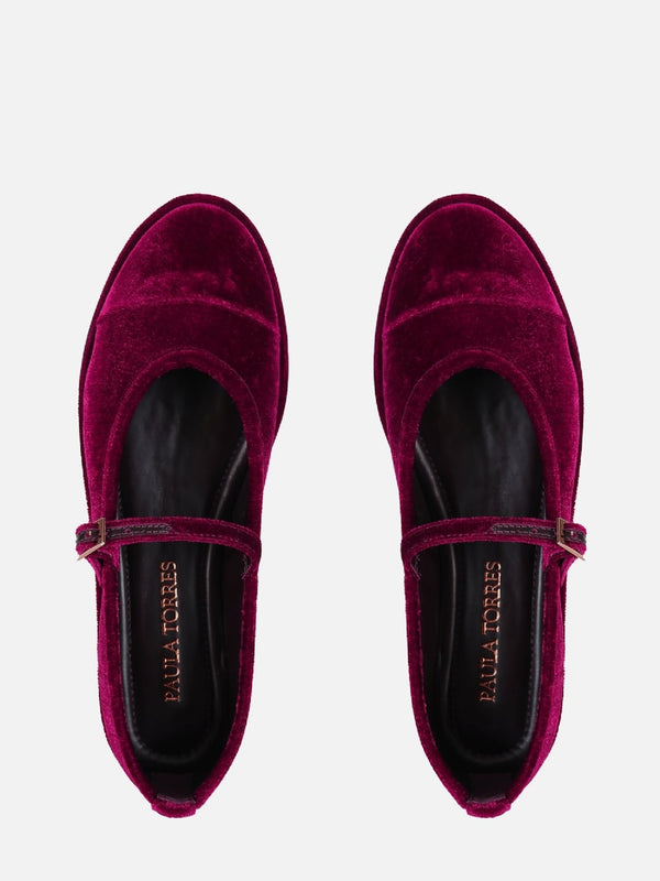 SAPATILHA DE VELVET VINHO MARY JANE