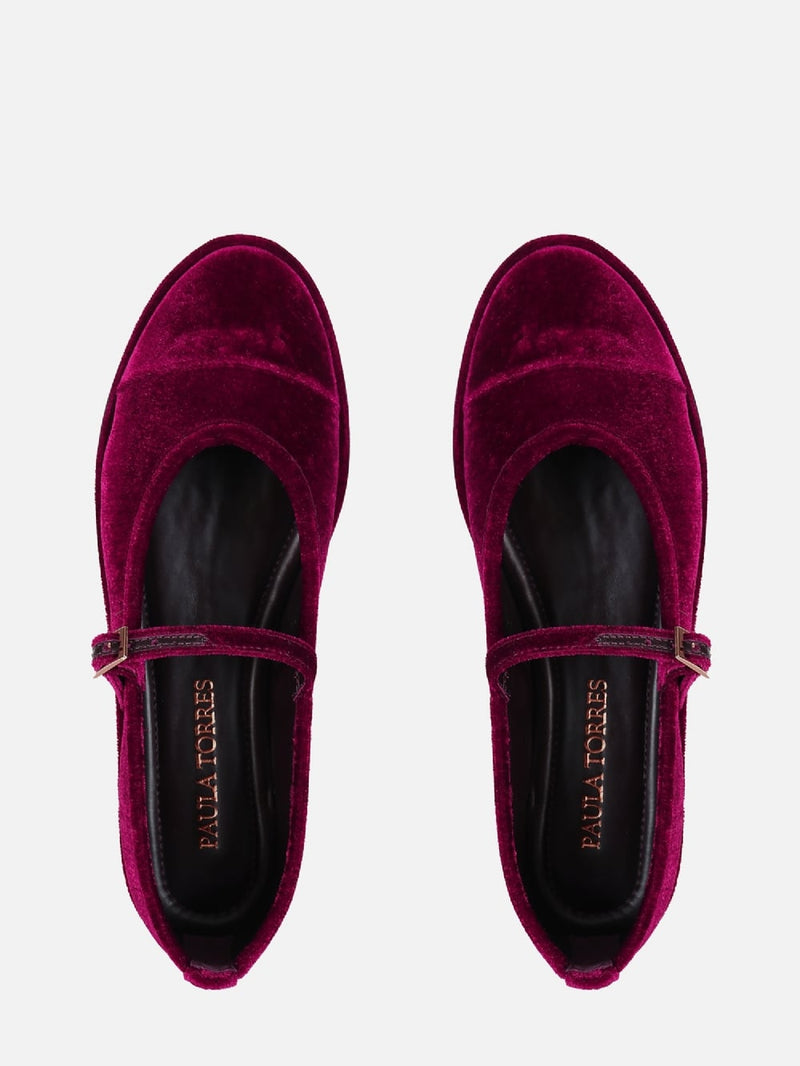 SAPATILHA DE VELVET VINHO MARY JANE
