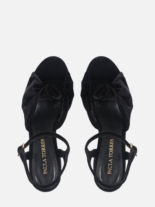 SANDÁLIA DE FRIDA VELVET PRETO PLATAFORMA