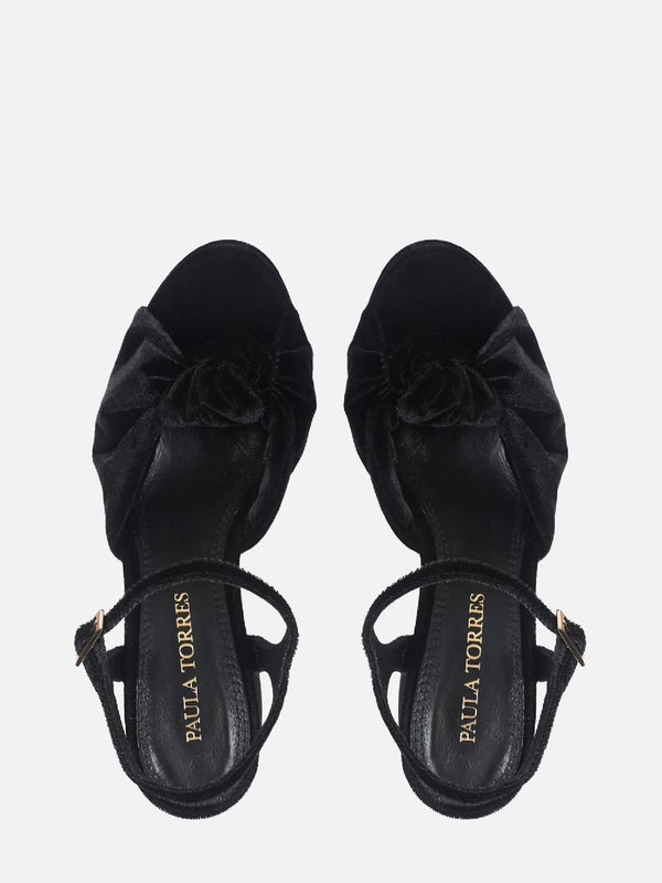 SANDÁLIA DE FRIDA VELVET PRETO PLATAFORMA