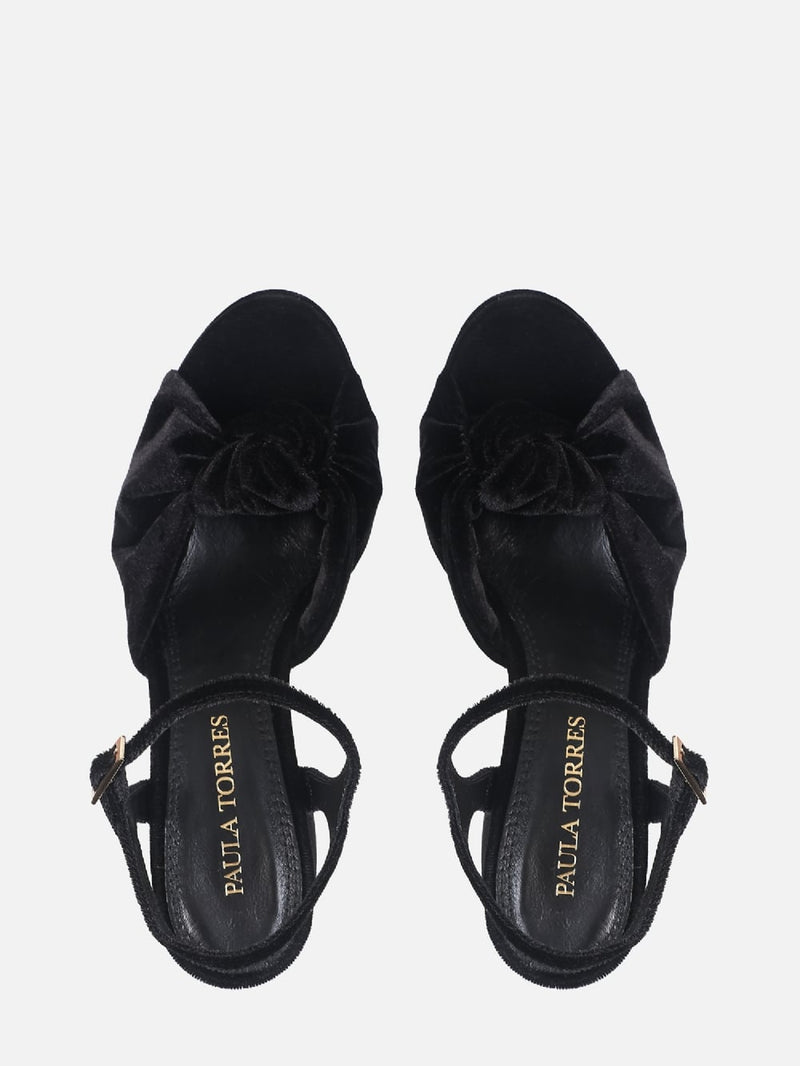 SANDÁLIA DE FRIDA VELVET PRETO PLATAFORMA