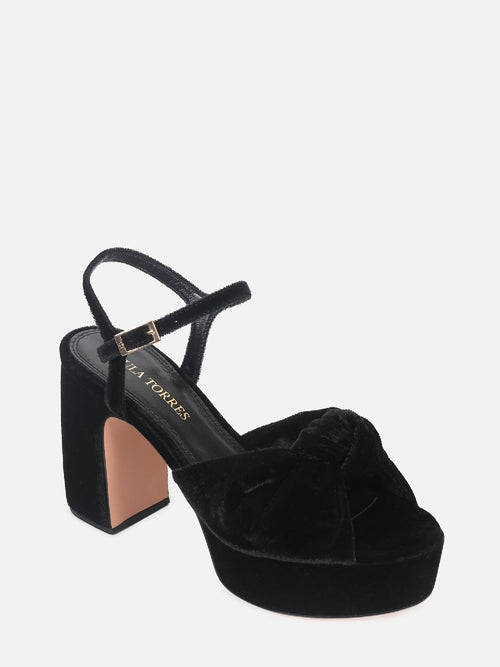 SANDÁLIA DE FRIDA VELVET PRETO PLATAFORMA